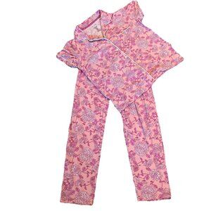 Thalia Sodi 2 Piece Pajama Set Women's Small Pink Chrysanthemums Soft Cozy